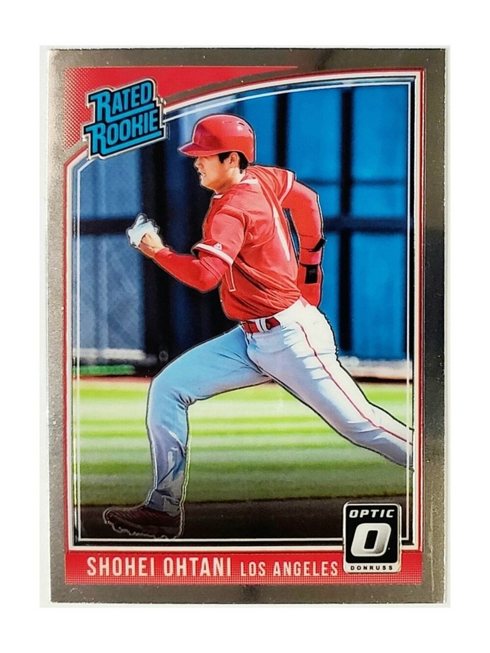 SHOHEI OHTANI ROOKIE "RATED ROOKIE" 2018 DONRUSS OPTIC #56 ANGELS MVP, "RUNNING"